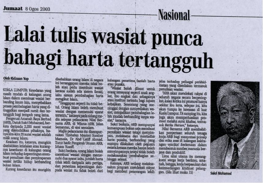 lalai ketika tulis wasiat sendiri